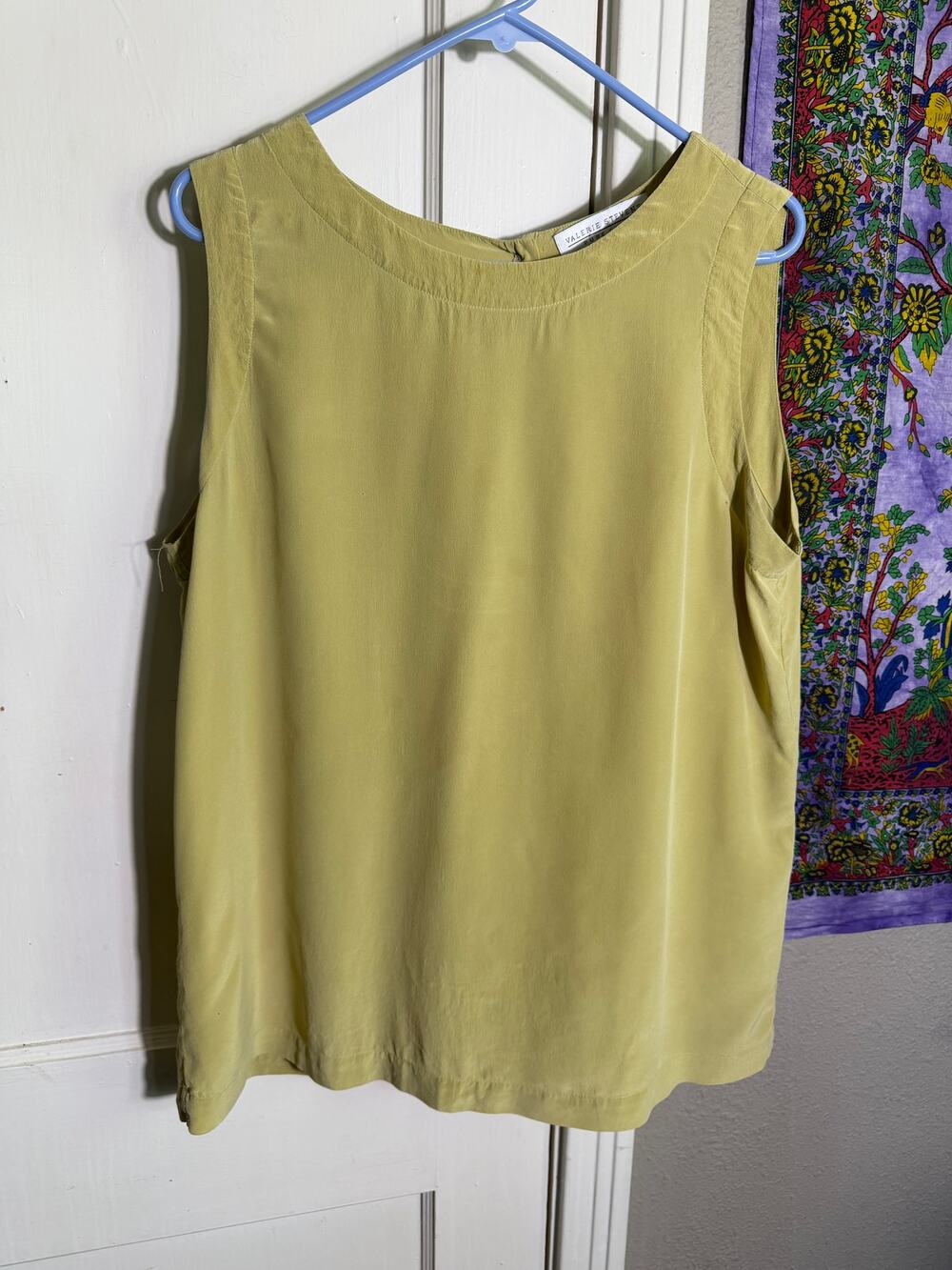 Valerie Stevens 100% Pure Silk Tank Top Mustard Yellow Sleeveless Blouse Size 12